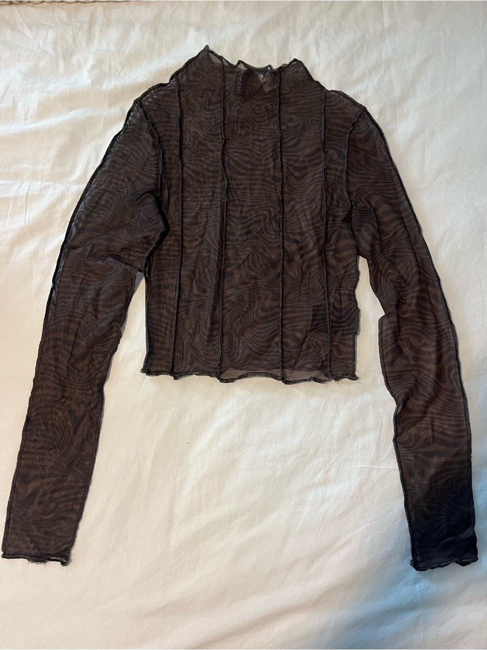 H&M Sheer Mesh Long Sleeve Top in Gray